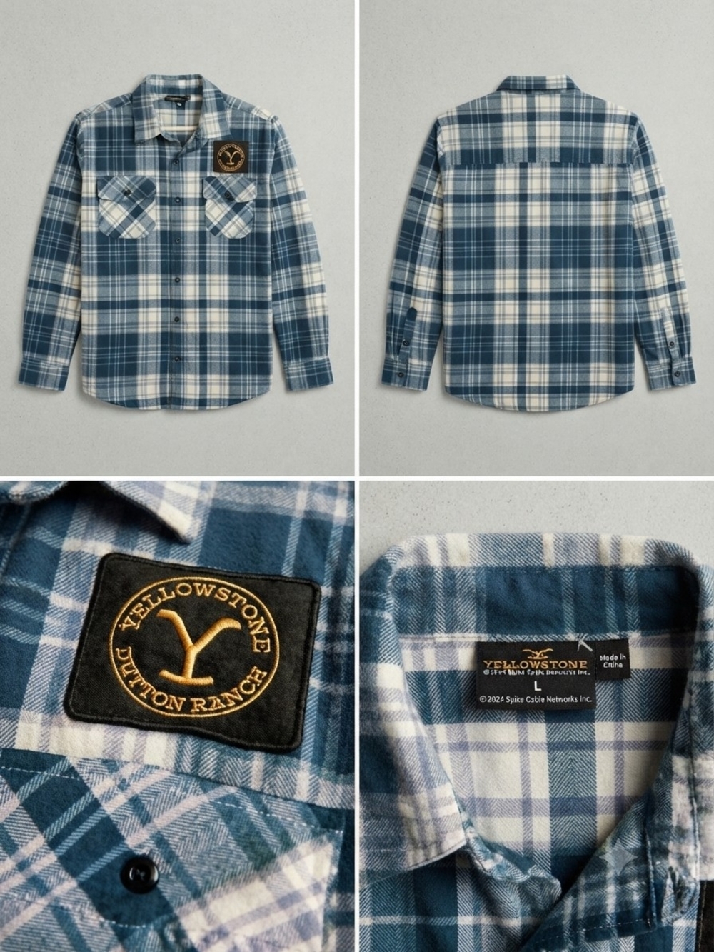 Yellowstone Men’s Blue Plaid Casual Button-Down Shirt